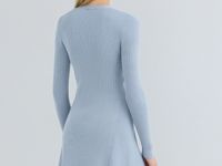 Вязаное платье мини, Голубой