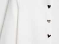 Вязаный кардиган с фигурными пуговицами, Белый