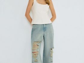 Топ с баской, Бежевый