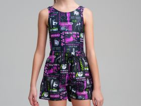 Комплект для девочек: купальник трикотажный, шорты купальные текстильные