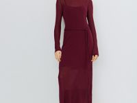 Вязаное платье с поясом, Фиолетовый