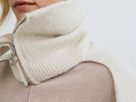 Шарф с воротником на молнии, Бежевый