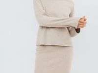 Вязаная юбка миди, Бежевый