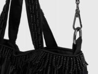 Сумка с длинными пайетками и бисером, Черный