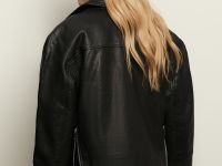 Утепленная кожаная куртка-косуха свободного кроя