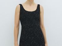 Твидовое платье мини, Черный