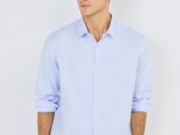 Рубашка из структурной ткани, Голубой