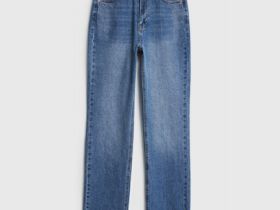 Прямые джинсы с высокой посадкой, Синий