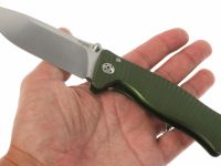Нож складной LionSteel SR1A GS GREEN, сталь D2 Satin Finish, рукоять алюминий (Solid®), зелёный