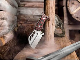 Шейный нож с фиксированным клинком Boker URD XL, сталь D2, рукоять G10, черно-красный