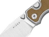 Складной нож Kizer Wharning, сталь S45VN, рукоять алюминий/микарта, коричневый