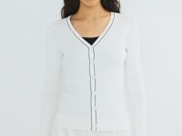 Кардиган с V-вырезом, Белый