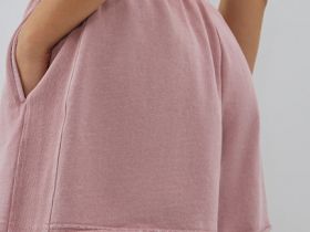 Шорты из футера с эффектом стирки, Розовый