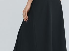 Асимметричная юбка миди, Черный