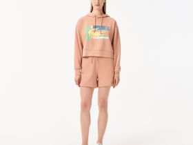 Женская короткая толстовка Lacoste с капюшоном