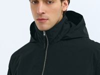 Ветровка с потайным капюшоном, Черный