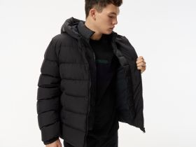 Мужской стёганый пуховик Lacoste с капюшоном