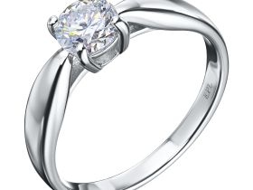 Классическое кольцо из белого золота э4712кц09210853