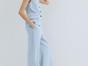 Прямые классические брюки, Голубой