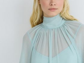 Платье мини с рюшами, Зеленый