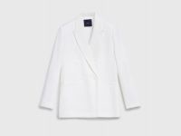 Двубортный льняной жакет, Белый