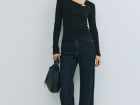 Лонгслив с асимметричным вырезом, Черный