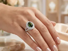 Кольцо из белого золота с хромдиопсидом э4754кц08220453