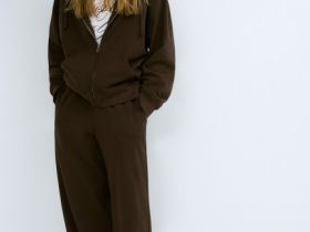 Широкие трикотажные брюки для девочек, Коричневый