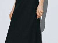 Юбка миди А-силуэта с эластичным поясом, Черный