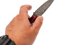 Нож Pocket Wolf Мини Тактик, сталь K340, рукоять G10/хаотичный карбон, красный
