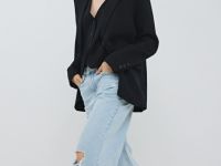 Прямые свободные джинсы, Голубой