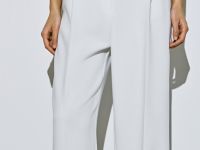 Прямые брюки со складками, Белый