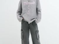 Лонгслив со стразами для девочек, Серый