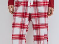 Пижамные брюки в клетку из фланели, Красный
