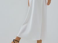 Сатиновая юбка макси, Белый