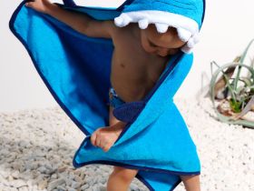 Полотенце детское текстильное с капюшоном для мальчиков