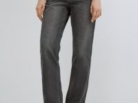 Прямые джинсы с высокой посадкой, Серый