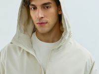 Ветровка с капюшоном, Бежевый