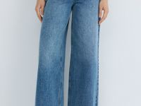 Широкие джинсы из плотного денима с обвесом, Синий