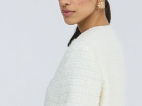 Укороченный жакет из твида, Бежевый