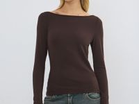 Лонгслив из вискозы, Коричневый