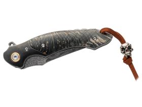 Складной нож Hatamoto HFK-2434, сталь VG-10 в обкладках из дамасской стали, рукоять стабилизированная древесина