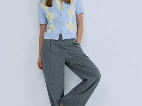 Кардиган с ромбами, Голубой