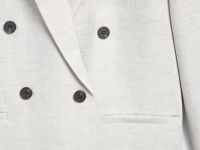 Двубортный жакет из вискозы и льна, Бежевый