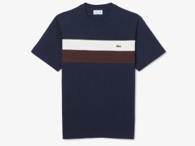 Мужская хлопковая футболка Lacoste колор-блок
