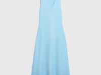 Вязаное платье в рубчик, Голубой