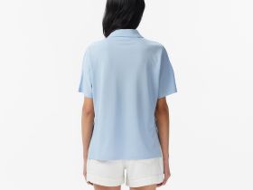 Женская рубашка-поло Lacoste из струящегося хлопка свободного кроя