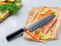 Нож кухонный Samura Mo-V Сантоку - SM-0094, сталь AUS-8, рукоять G10, 180 мм