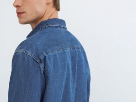 Джинсовая рубашка на пуговицах, Синий