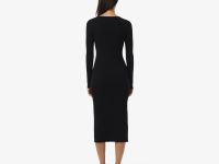 Длинное бесшовное платье Lacoste с боковым вырезом и длинным рукавом